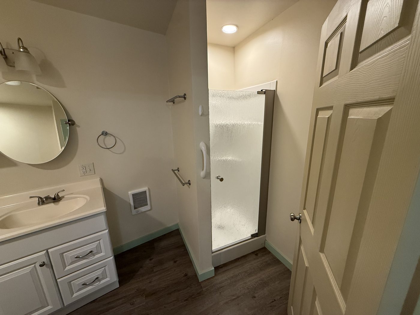 The Jewel bath — vanity and walk-in shower
